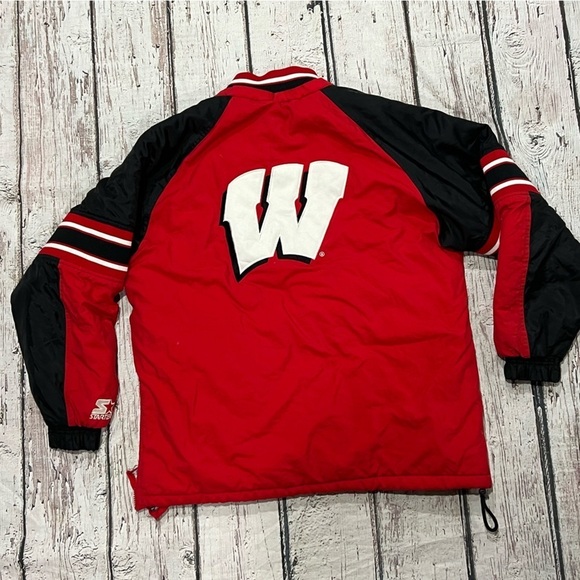 Vintage University of Wisconsin Badgers Starter NCAA College Zip Up Puffy Jacket - Picture 2 of 12